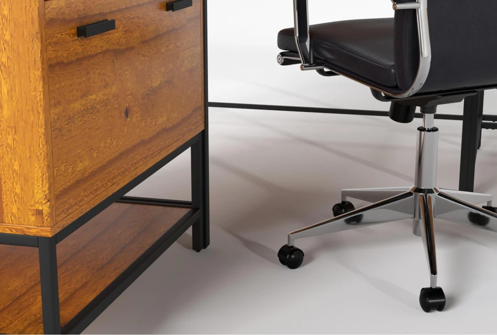 Hollis 3Pc Corner Desk + Moby Black High Back Rolling Office Chair - Image 5