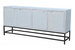 Modern Whitewash + Metal Base 4 Door Sideboard