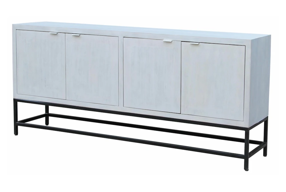 Modern Whitewash + Metal Base 4 Door Sideboard