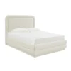 Velma Cream Queen Velvet Upholstered Platform Bed