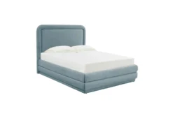 Velma Bluestone King Velvet Upholstered Platform Bed