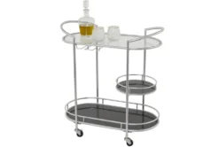 Silver 3-Tier Metal Rolling Bar Cart