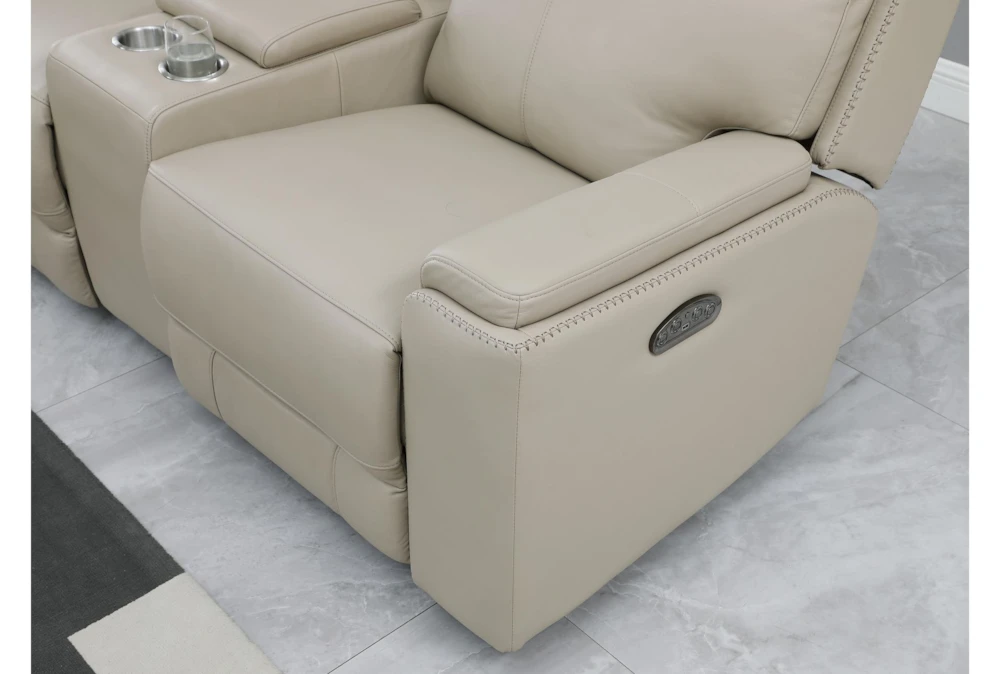 Barton Leather 33" Power Reclining Console Loveseat With Power Headrest & USB - Image 2