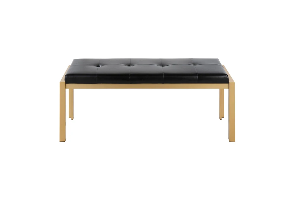 Fede Gold Metal And Black Faux Leather Bench - Image 3