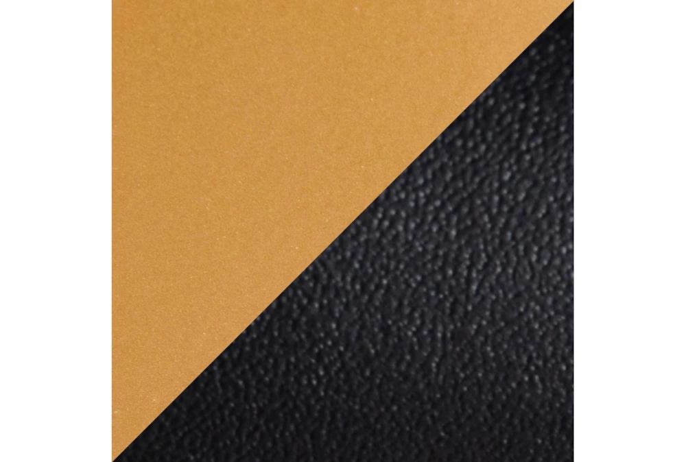 Fede Gold Metal And Black Faux Leather Bench - Image 2