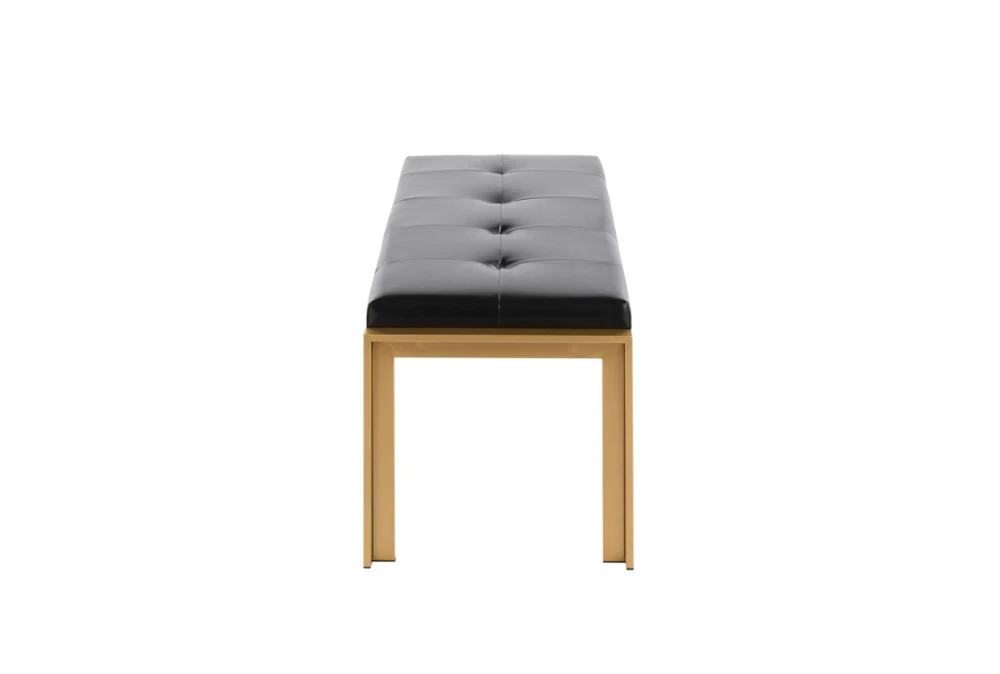 Fede Gold Metal And Black Faux Leather Bench - Image 4
