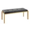 Fede Gold Metal And Black Faux Leather Bench