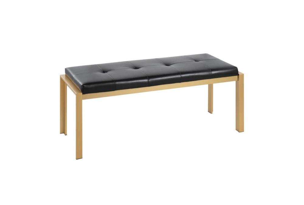 Fede Gold Metal And Black Faux Leather Bench