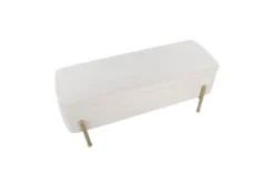 Ella Storage Bench In Gold Steel And Cream Velvet