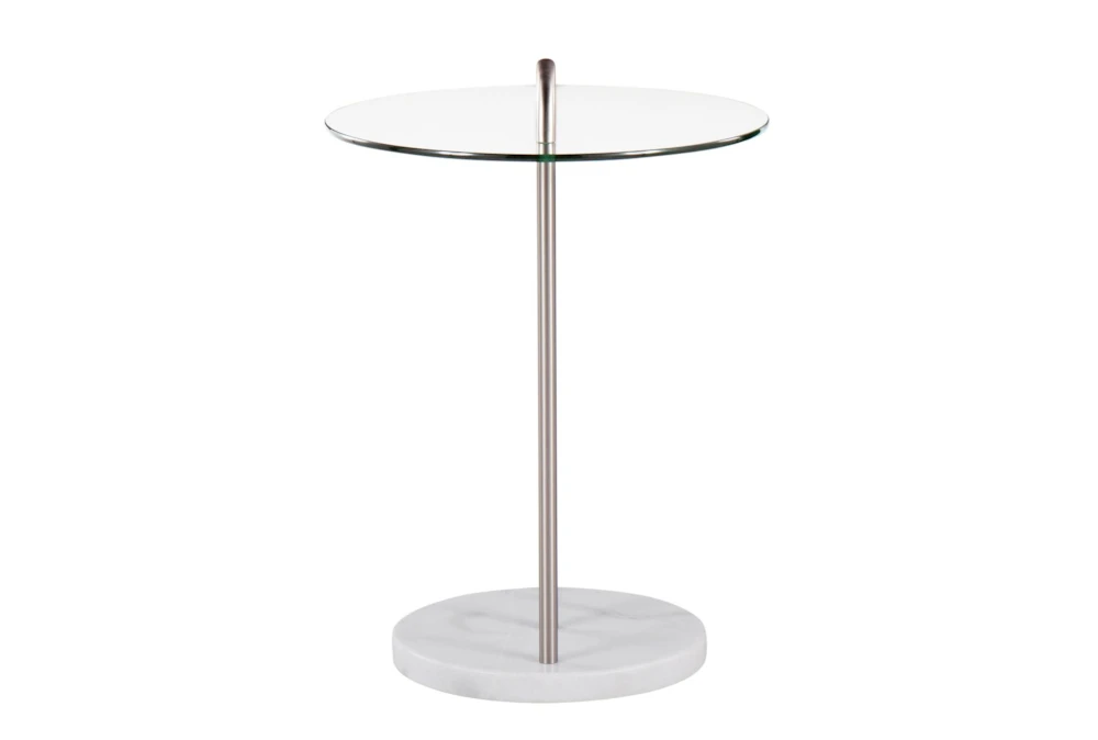 Kate White Marble, Nickle And Glass Side Table - Image 4