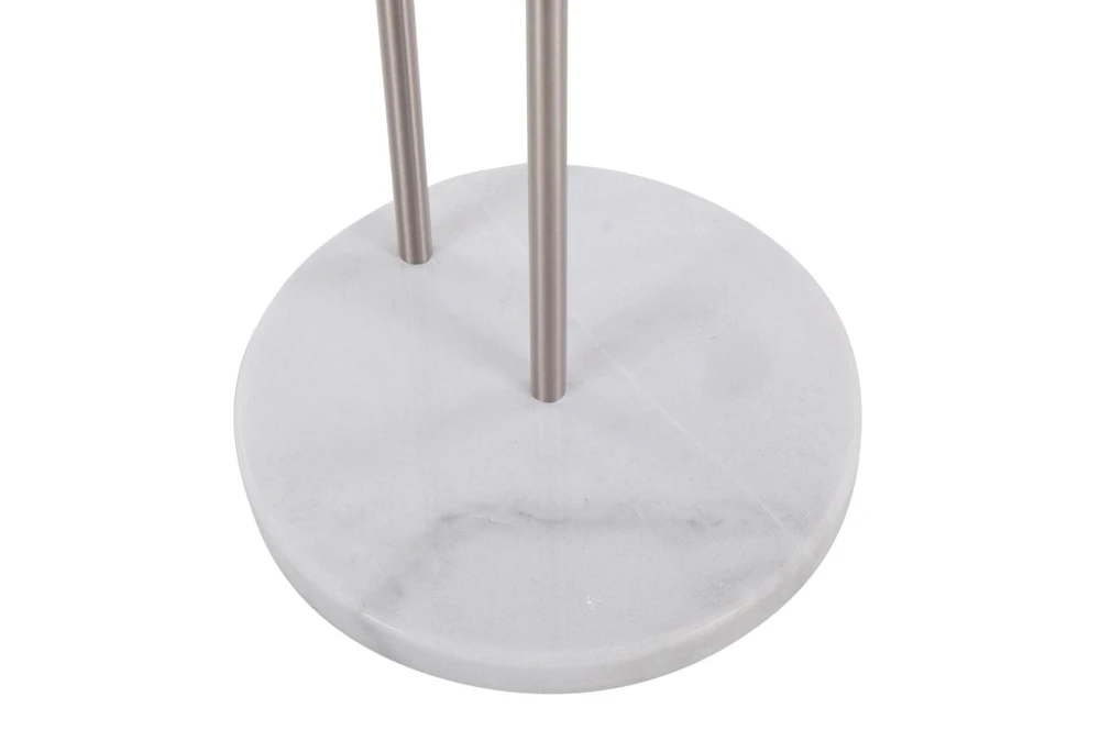 Kate White Marble, Nickle And Glass Side Table - Image 7