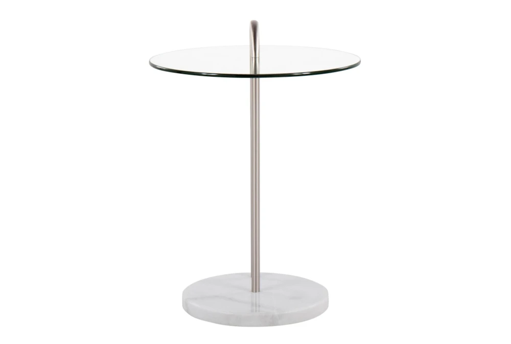 Kate White Marble, Nickle And Glass Side Table - Image 5
