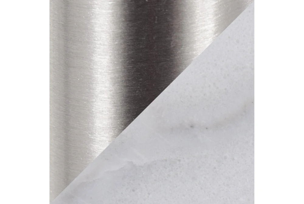 Kate White Marble, Nickle And Glass Side Table - Image 3
