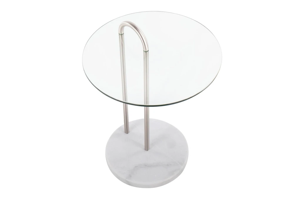 Kate White Marble, Nickle And Glass Side Table - Image 6