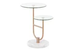 Gem White Marble And Glass Accent Table