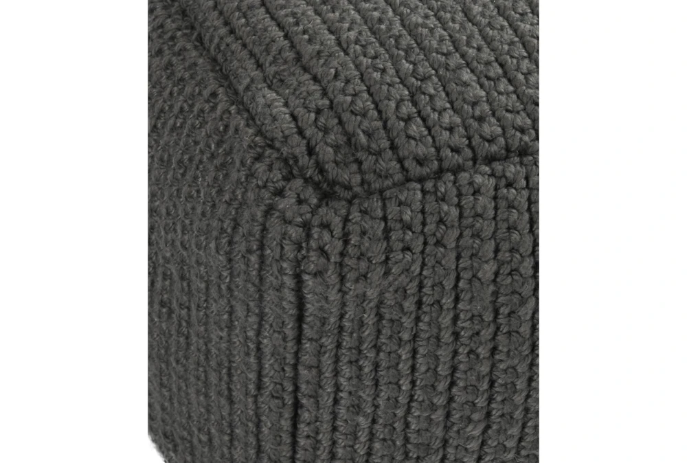 18X18X14 Dark Grey Performance Knit Indoor Outdoor Pouf - Image 3