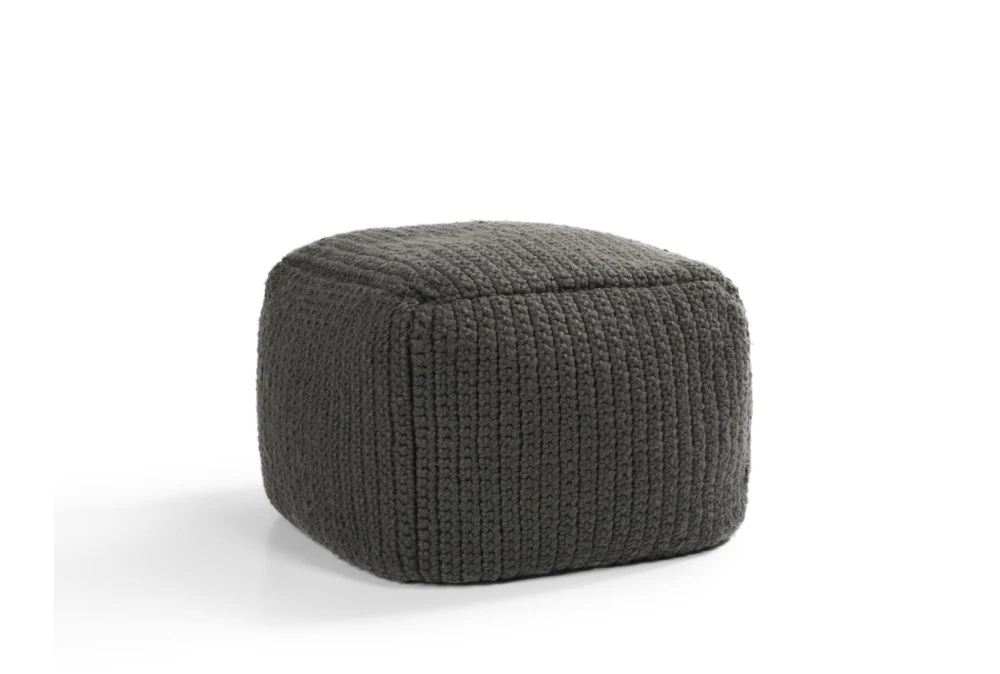 18X18X14 Dark Grey Performance Knit Indoor Outdoor Pouf