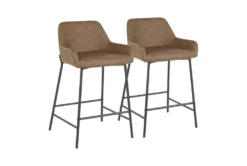 Dan Espresso Faux Leather Counter Stool Set Of 2