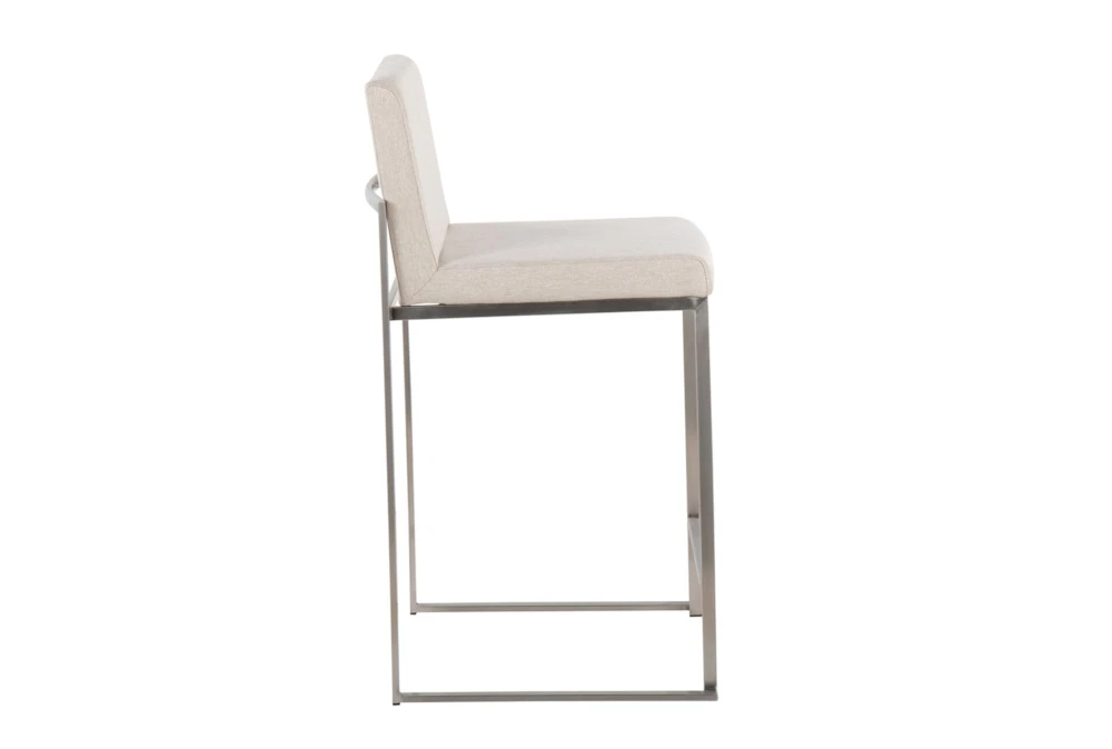 Ian Beige Fabric High Back Counter Stool Set Of 2 - Image 2