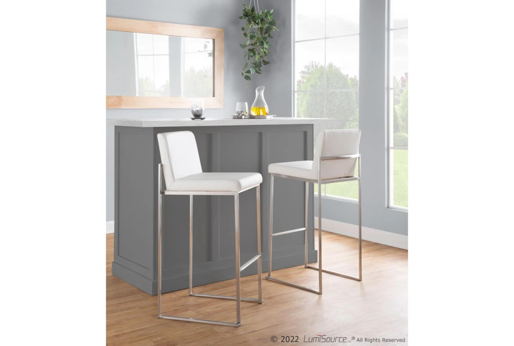 Ian White Faux Leather High Back Barstool Set Of 2 - Image 7