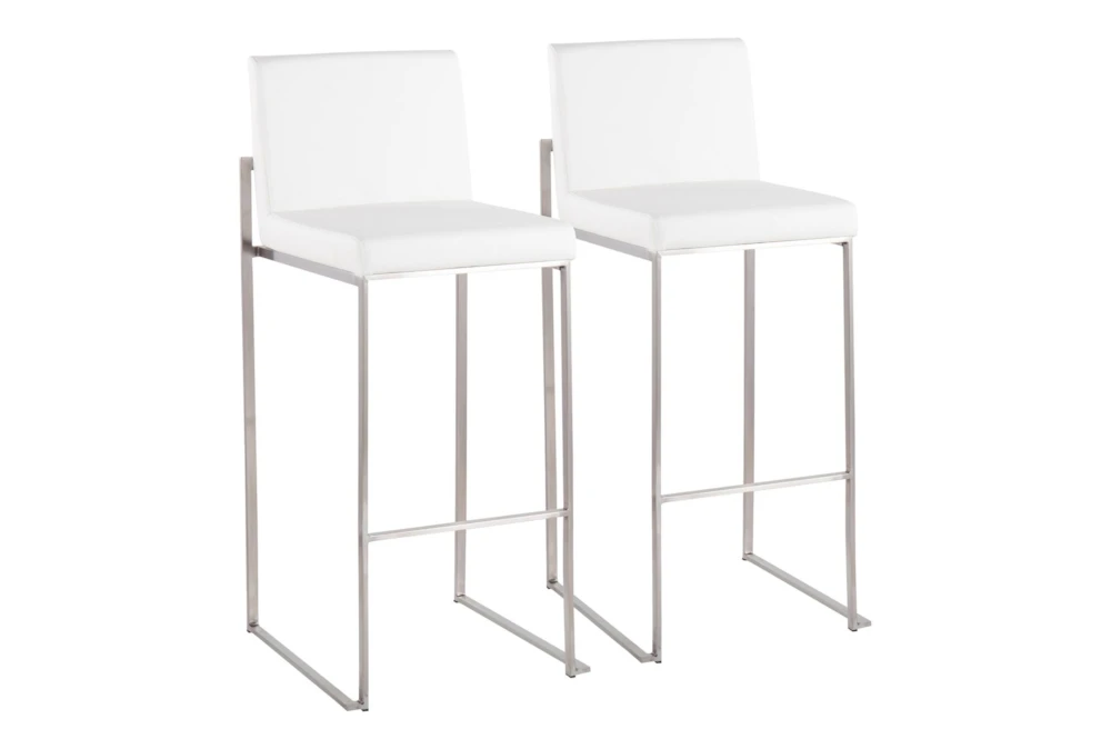 Ian White Faux Leather High Back Barstool Set Of 2