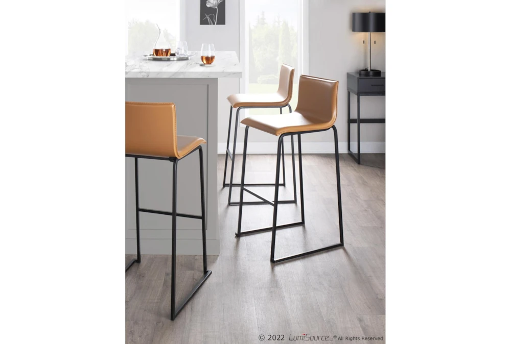 Cara Black Steel And Carmel Faux Leather Bar Stool Set Of 2 - Image 7