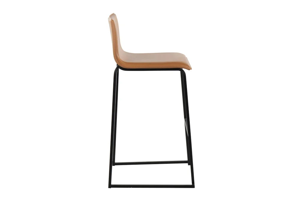 Cara Black Steel And Carmel Faux Leather Bar Stool Set Of 2 - Image 3