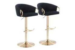 Rose Black Velvet Adjustable Bar Stool Set Of 2