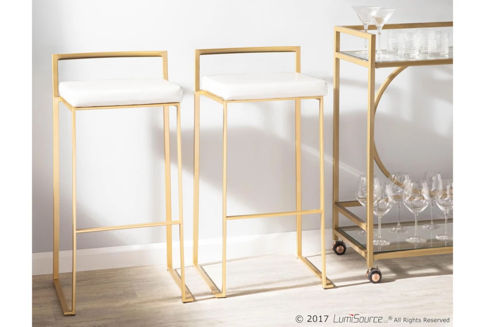 Ian White Faux Leather Low Back Barstool Set Of 2 - Image 6