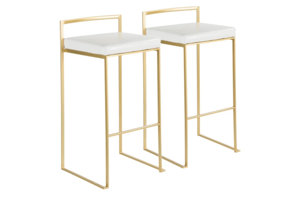 Ian White Faux Leather Low Back Barstool Set Of 2