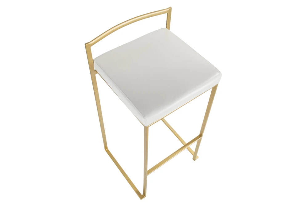 Ian White Faux Leather Low Back Barstool Set Of 2 - Image 3