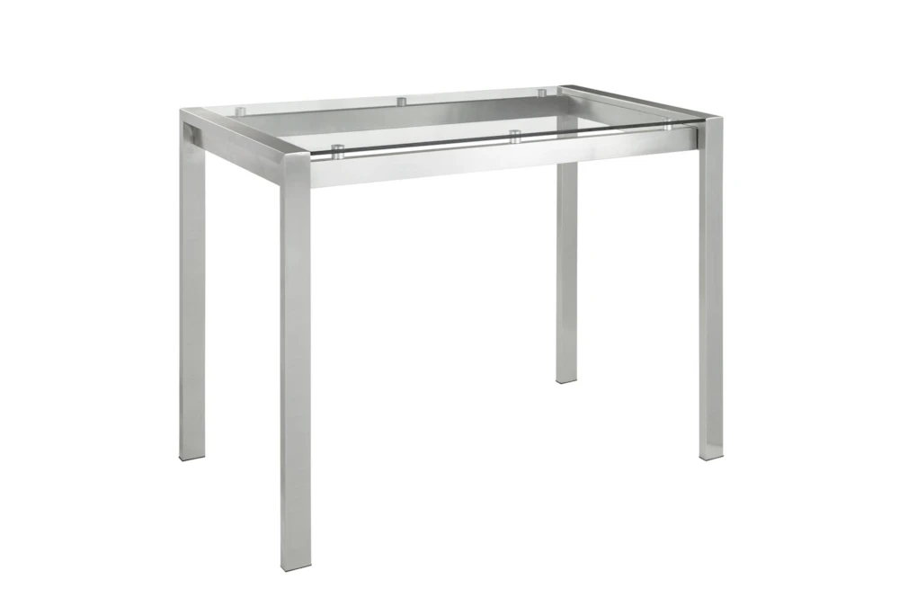 Ian Stainless Steel And Clear Glass Top 48" Counter Table