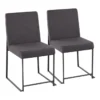 Ian Charcoal Fabric Black Steel Dining Chair Set Of 2