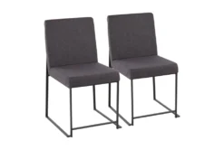 Ian Charcoal Fabric Black Steel Dining Chair Set Of 2
