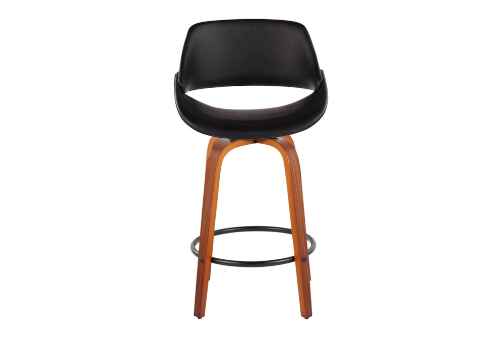 Rizzi Walnut And Black Faux Leather Counter Stool Set Of 2 - Image 2