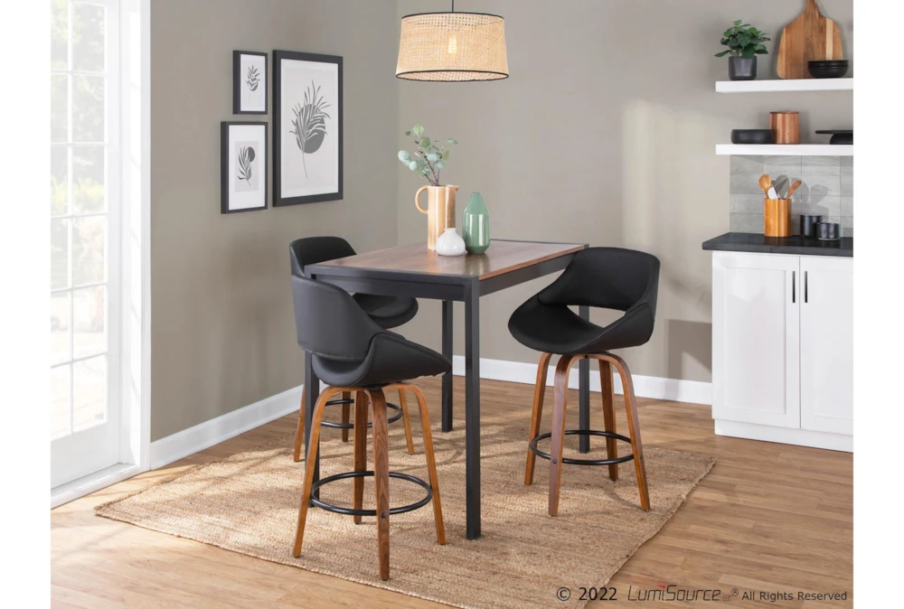 Rizzi Walnut And Black Faux Leather Counter Stool Set Of 2 - Image 6