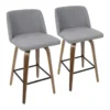 Tori Walnut And Grey Fabric Counter Stool Set Of 2