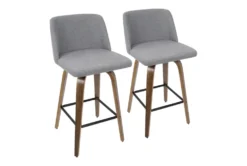 Tori Walnut And Grey Fabric Counter Stool Set Of 2