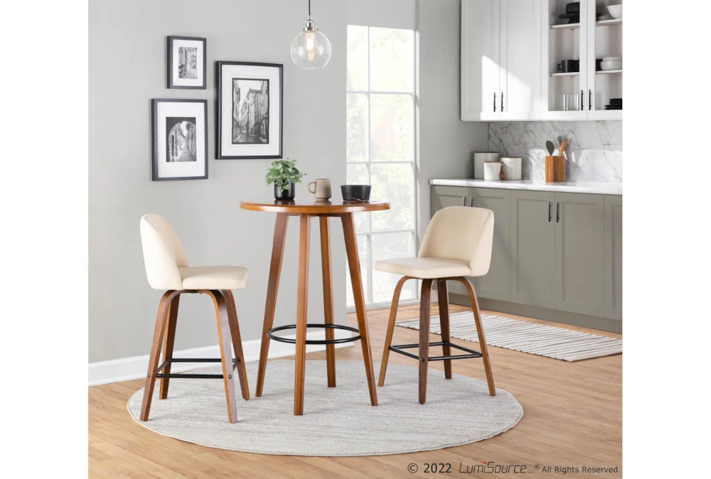 Tori Walnut And Cream Faux Leather Counter Stool Set Of 2 - Image 6