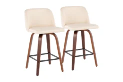 Tori Walnut And Cream Faux Leather Counter Stool Set Of 2