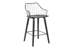 Walter Black Wood And Black Metal Counter Stool