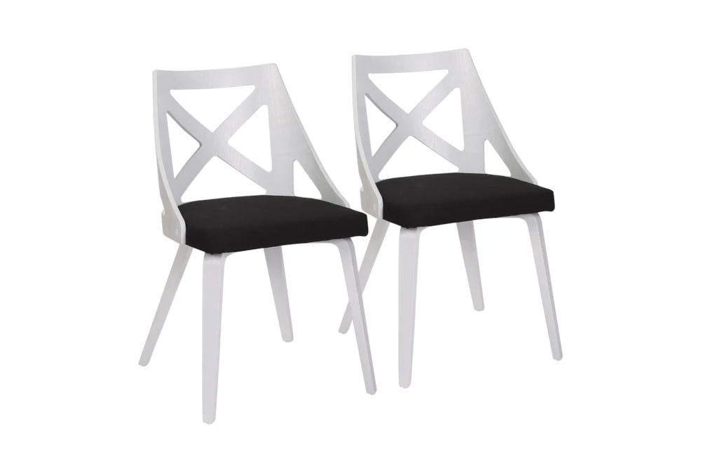 Ashton White Textured Wood And Charcoal Fabric Dining Chair Set Of 2