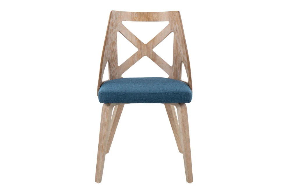 Ashton White Washed Wood And Blue Fabric Dining Chair Set Of 2 - Image 2