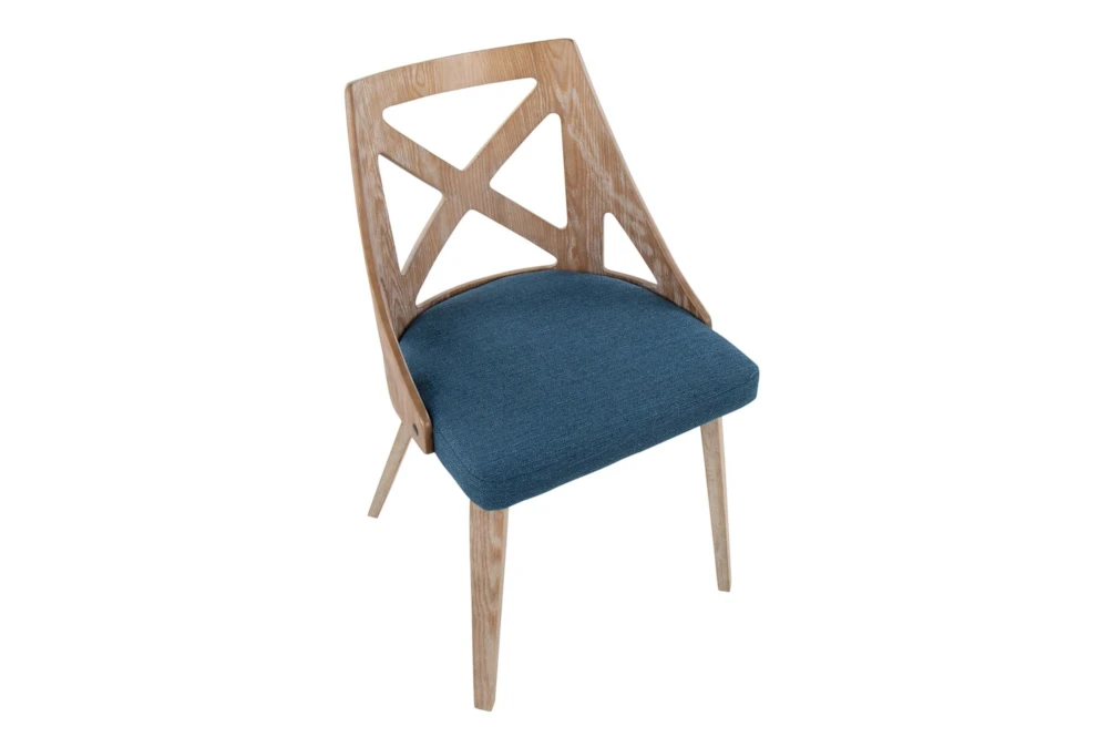 Ashton White Washed Wood And Blue Fabric Dining Chair Set Of 2 - Image 4