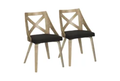 Ashton White Washed Wood And Charcoal Fabric Dining Chair Set Of 2