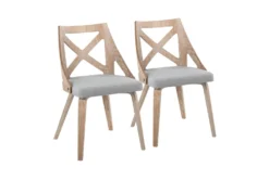 Ashton White Washed Wood And Grey Fabric Dining Chair Set Of 2