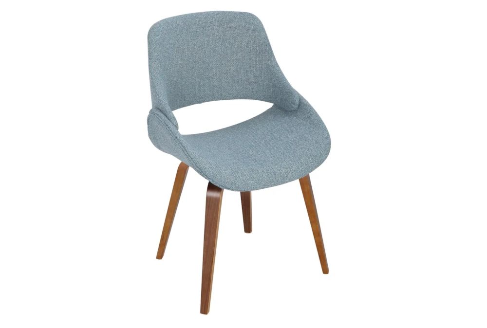 Rizzi Walnut And Blue Fabric Dining Chair Set Of 2 - Image 4