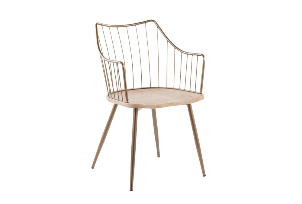 Walter Antique Copper Metal And White Washed Wood Counter Stool