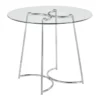 Emma 35" Chrome With Clear Glass Top Dining Table