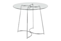 Emma 35" Chrome With Clear Glass Top Dining Table